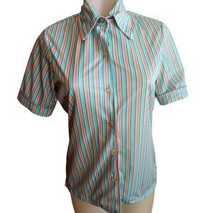 Vintage Striped Button-Up Shirt Women's Medium Sodi Miami-Florida Polyester 8